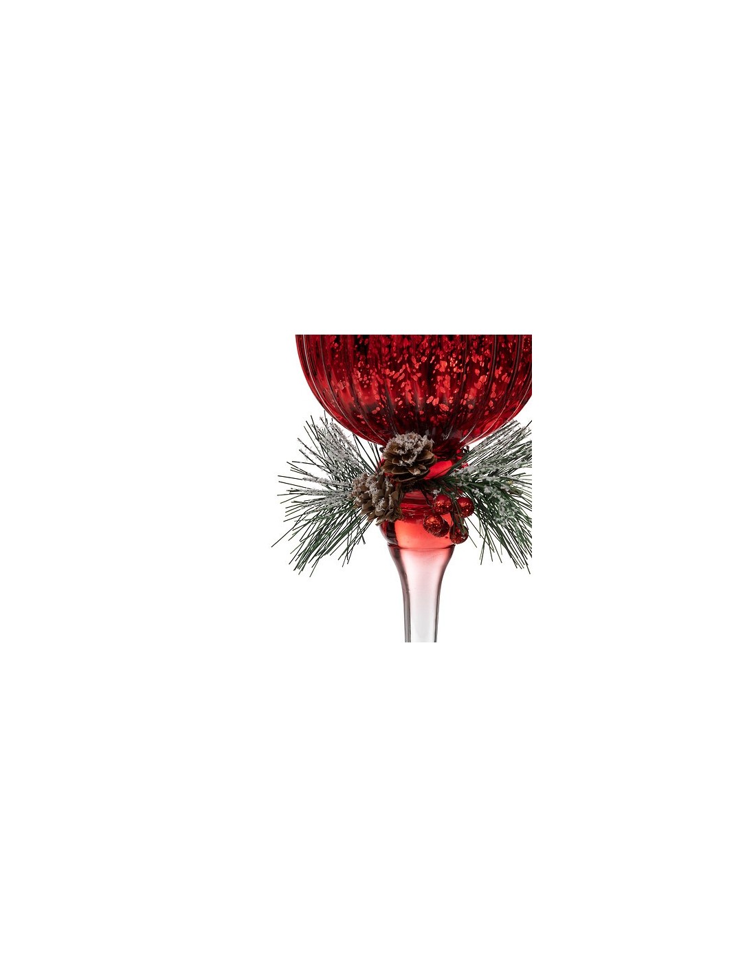 VETRERIE: vendita online Set di 3 Calici Natalizi Rossi con Ghirlanda, Fotofore in Vetro di Diverse Dimensioni, 30-40cm, Deco...