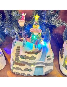 GIOSTRINE E VILLAGGI: vendita online Villaggio di Natale Albero con Babbo Decorante H22cm, LED Color e Musica Natalizia in of...