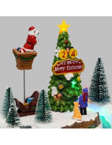 GIOSTRINE E VILLAGGI: vendita online Villaggio di Natale Albero con Babbo Decorante H22cm, LED Color e Musica Natalizia in of...