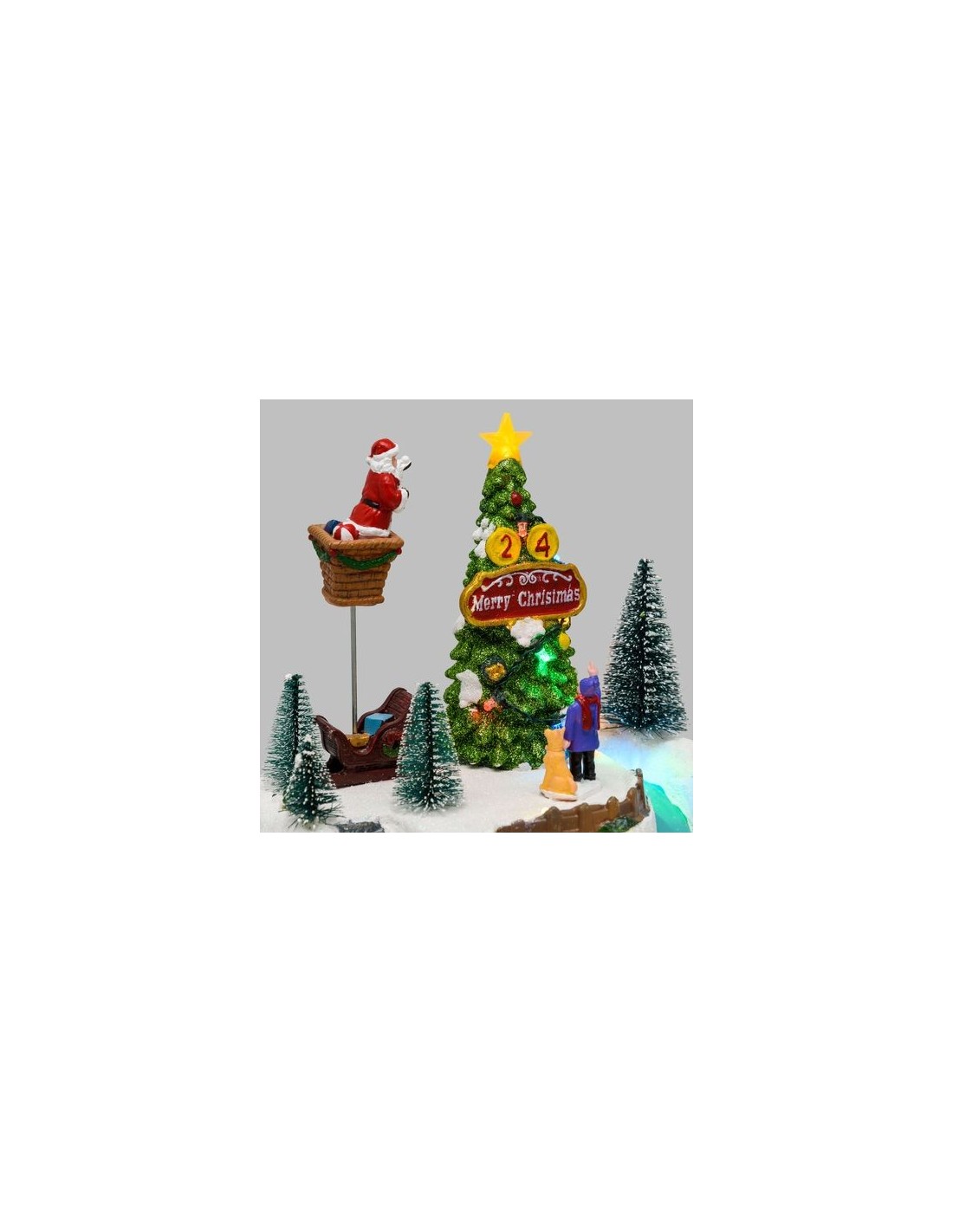 GIOSTRINE E VILLAGGI: vendita online Villaggio di Natale Albero con Babbo Decorante H22cm, LED Color e Musica Natalizia in of...