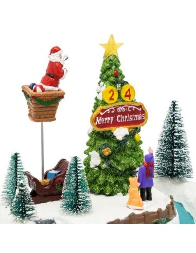GIOSTRINE E VILLAGGI: vendita online Villaggio di Natale Albero con Babbo Decorante H22cm, LED Color e Musica Natalizia in of...