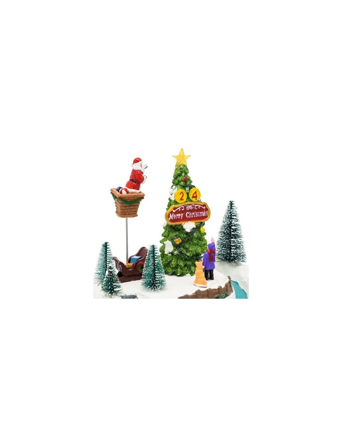 GIOSTRINE E VILLAGGI: vendita online Villaggio di Natale Albero con Babbo Decorante H22cm, LED Color e Musica Natalizia in of...