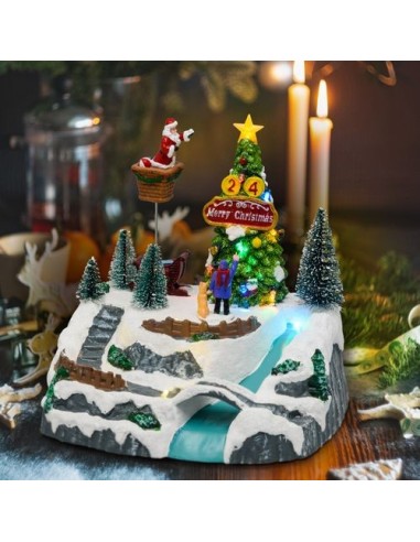 GIOSTRINE E VILLAGGI: vendita online Villaggio di Natale Albero con Babbo Decorante H22cm, LED Color e Musica Natalizia in of...