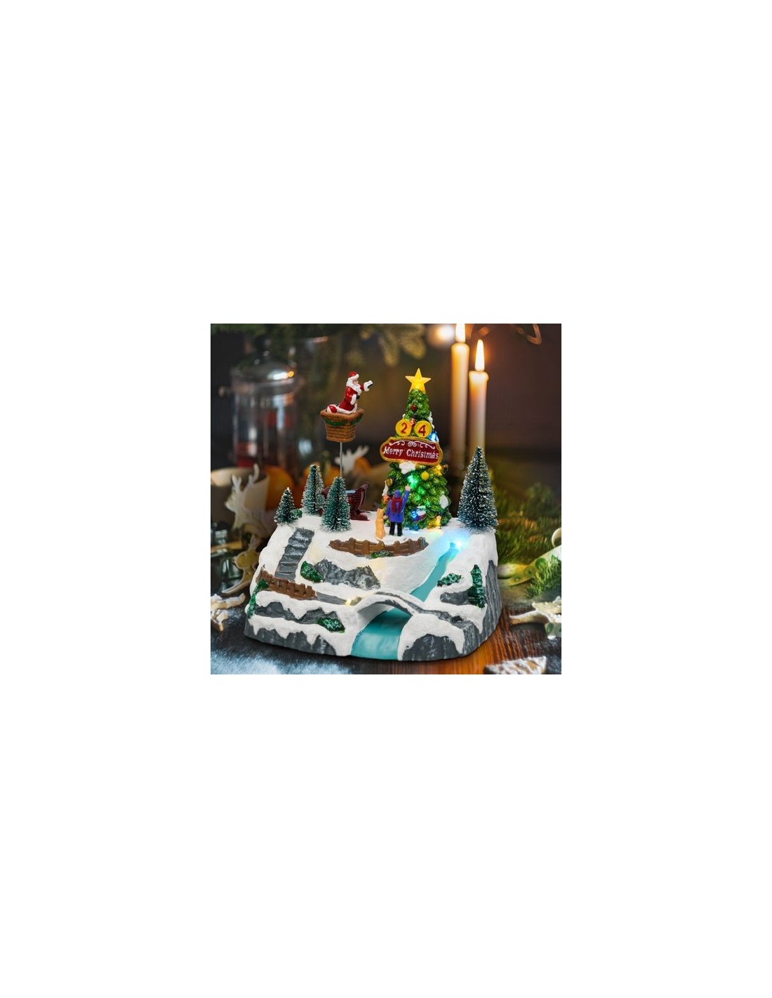 GIOSTRINE E VILLAGGI: vendita online Villaggio di Natale Albero con Babbo Decorante H22cm, LED Color e Musica Natalizia in of...