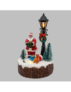 GIOSTRINE E VILLAGGI: vendita online Villaggio di Natale Babbo Natale con Lampione H15cm LED COLOR, Polyresina in offerta
