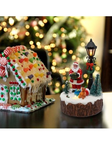 GIOSTRINE E VILLAGGI: vendita online Villaggio di Natale Babbo Natale con Lampione H15cm LED COLOR, Polyresina in offerta