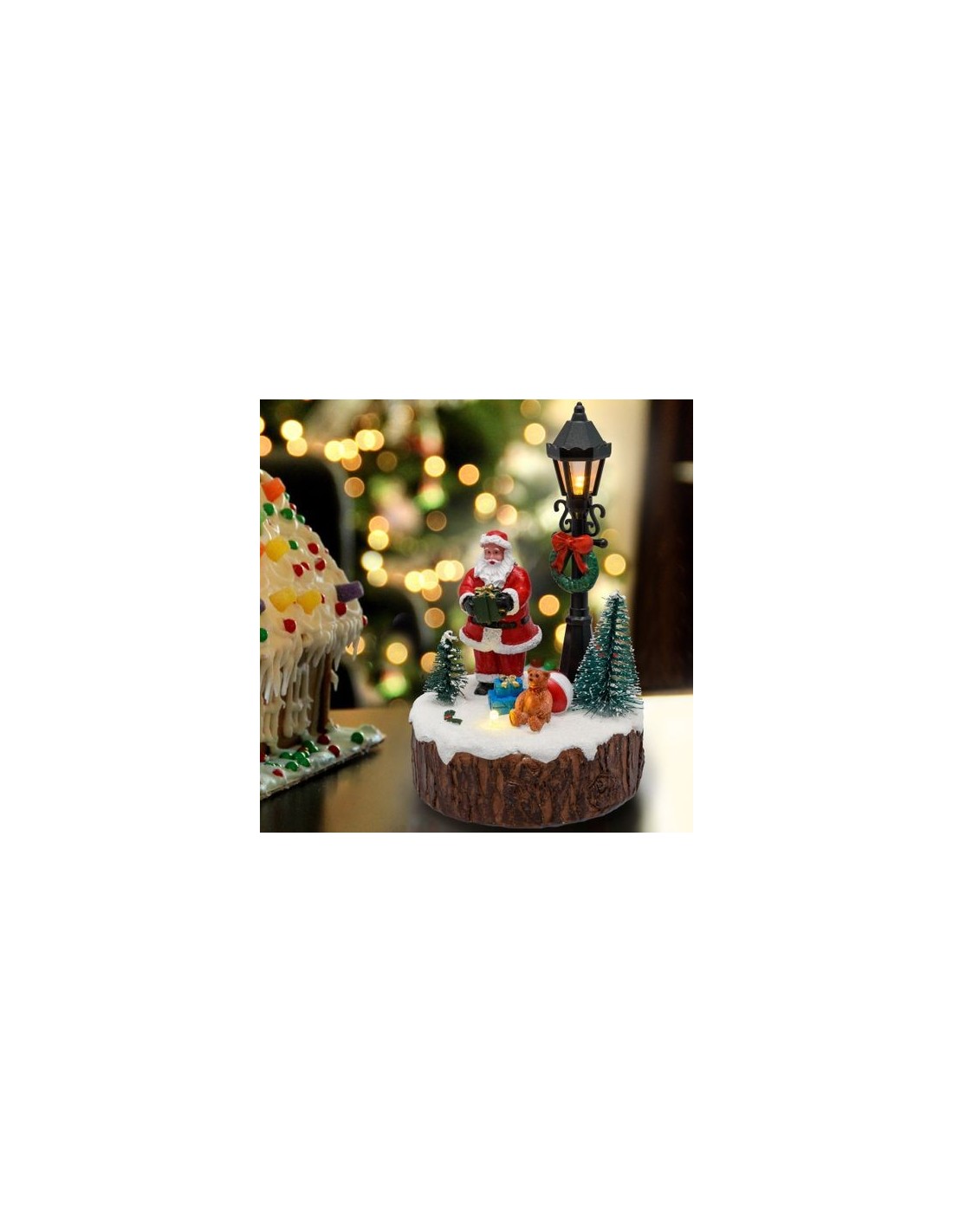 GIOSTRINE E VILLAGGI: vendita online Villaggio di Natale Babbo Natale con Lampione H15cm LED COLOR, Polyresina in offerta