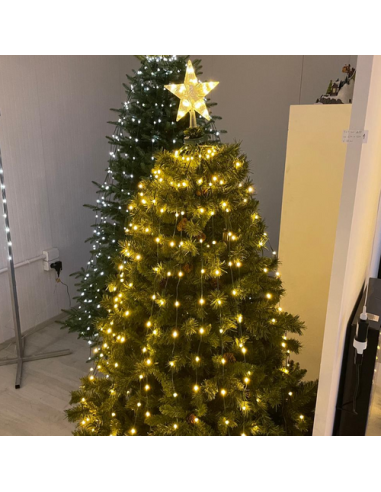 LUCI DI NATALE: vendita online Tenda di Natale Verde H180cm con 304 GOCCE di Luce PIXEL LED WW+W per Alberi in offerta
