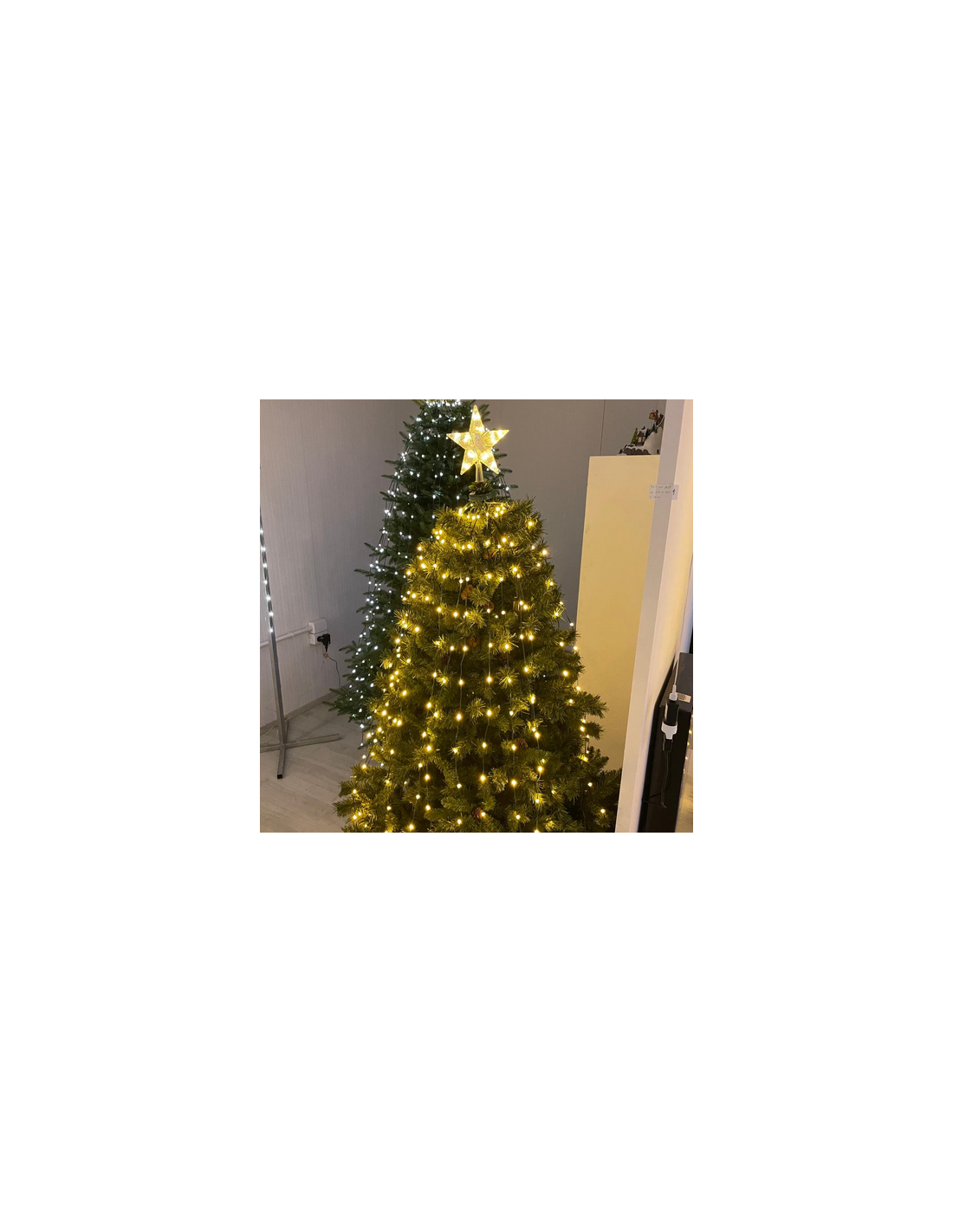 LUCI DI NATALE: vendita online Tenda di Natale Verde H180cm con 304 GOCCE di Luce PIXEL LED WW+W per Alberi in offerta