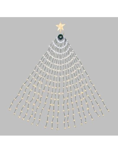 LUCI DI NATALE: vendita online Tenda di Natale Verde H180cm con 304 GOCCE di Luce PIXEL LED WW+W per Alberi in offerta
