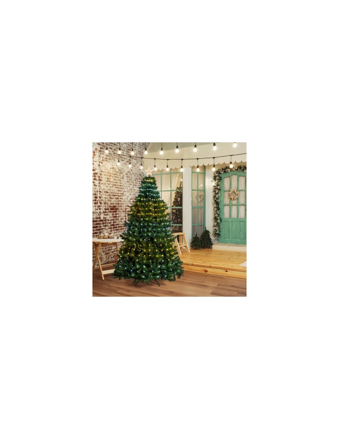 LUCI DI NATALE: vendita online Tenda Mantello di Natale Verde H210-240cm con 440 GOCCE di Luce PIXEL LED WW+W in offerta