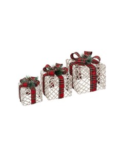 OGGETTISTICA NATALE: vendita online Decorazione pacco regalo di Natale tartan 20x20x23cm con luci LED - La magia di Natale il...