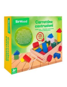 Carretto Trainabile in Legno 25 Pezzi Gioco Educativo Costruzioni | Shop in Casa