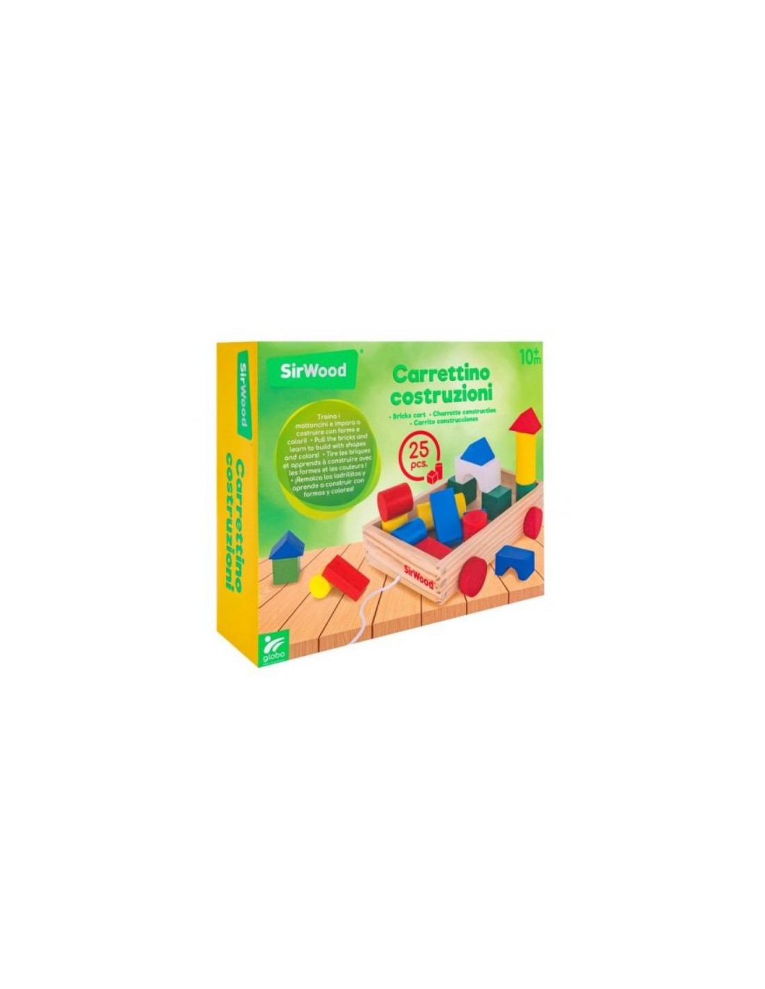 Carretto Trainabile in Legno 25 Pezzi Gioco Educativo Costruzioni | Shop in Casa