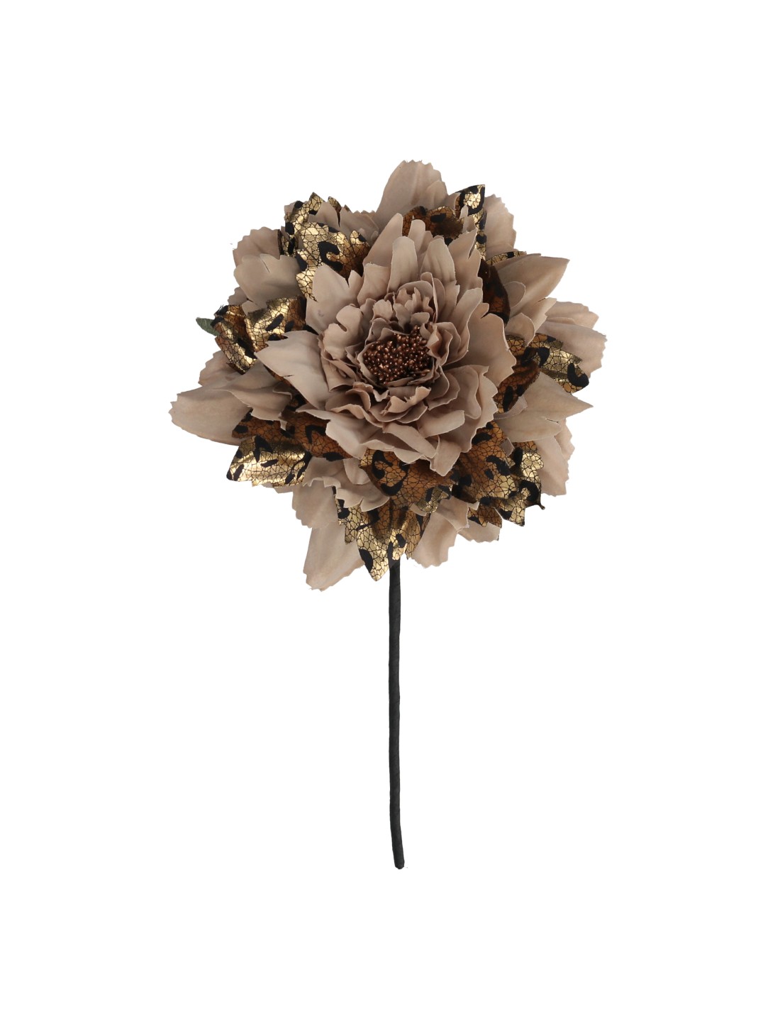 FIORE TESSUTO MARRONE/ORO 17X10CM