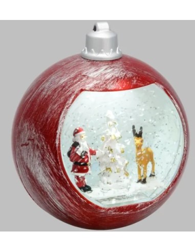 GIOSTRINE E VILLAGGI: vendita online Sfera Natalizia con Glitter LED H16cm - Decorazione Luminosa in Rosso Antico in offerta