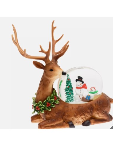 GIOSTRINE E VILLAGGI: vendita online Renna Natalizia Glitter con LED Bianco Caldo L28,5cm - Decorazione Festiva in offerta