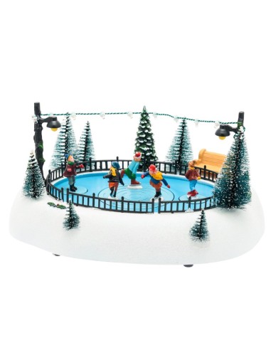 GIOSTRINE E VILLAGGI: vendita online Lago Ghiacciato con Pattinatori Rotanti - Musica e Giochi di Luce LED H13cm in offerta