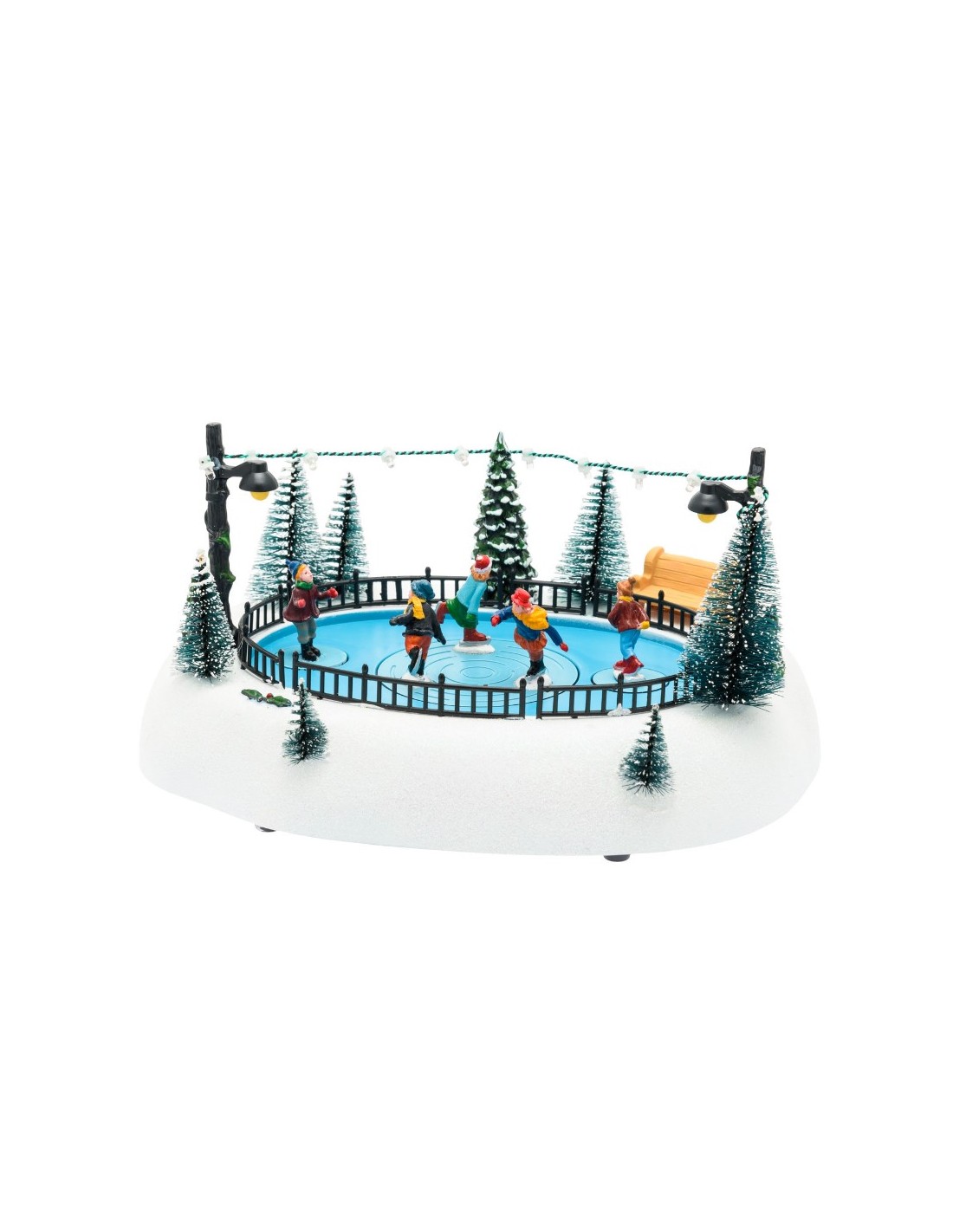 GIOSTRINE E VILLAGGI: vendita online Lago Ghiacciato con Pattinatori Rotanti - Musica e Giochi di Luce LED H13cm in offerta