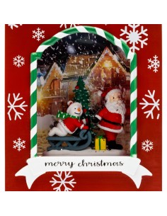 GIOSTRINE E VILLAGGI: vendita online Borsa Shopper Natalizia con Babbo Natale e Pupazzo su Slittino Rosso con LED e Glitter H... 2