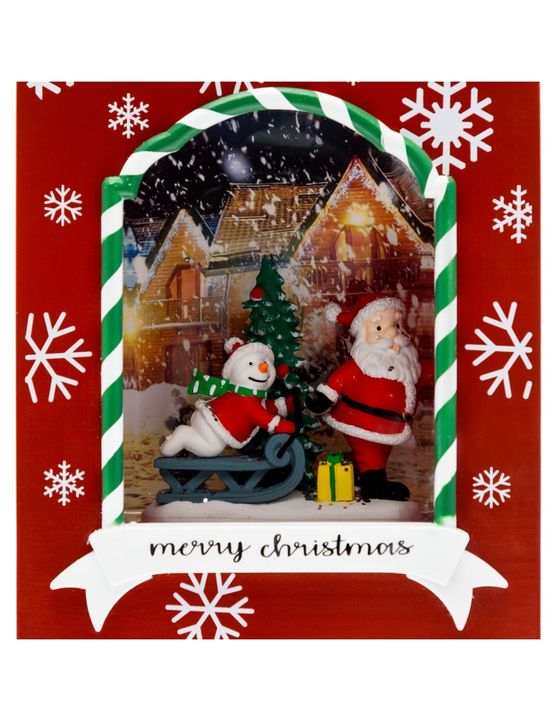 GIOSTRINE E VILLAGGI: vendita online Borsa Shopper Natalizia con Babbo Natale e Pupazzo su Slittino Rosso con LED e Glitter H...