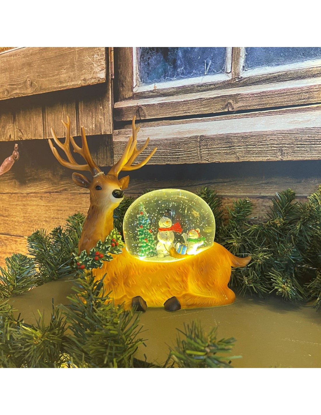 GIOSTRINE E VILLAGGI: vendita online Renna Natalizia Glitter con LED Bianco Caldo L28,5cm - Decorazione Festiva in offerta