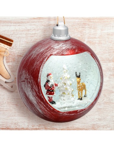 GIOSTRINE E VILLAGGI: vendita online Sfera Natalizia con Glitter LED H16cm - Decorazione Luminosa in Rosso Antico in offerta