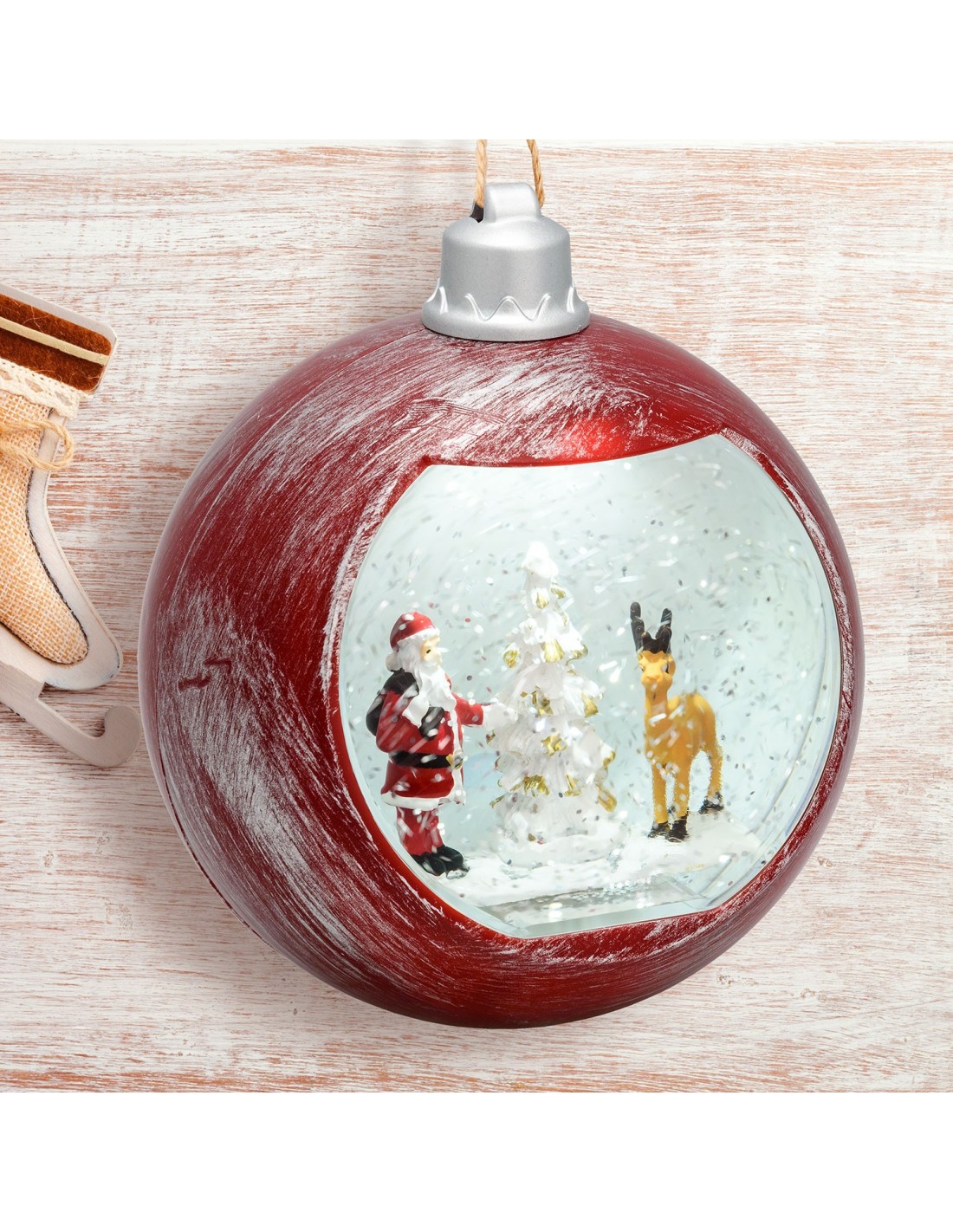 GIOSTRINE E VILLAGGI: vendita online Sfera Natalizia con Glitter LED H16cm - Decorazione Luminosa in Rosso Antico in offerta
