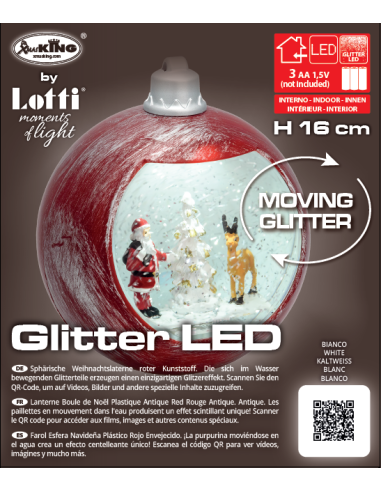 GIOSTRINE E VILLAGGI: vendita online Sfera Natalizia con Glitter LED H16cm - Decorazione Luminosa in Rosso Antico in offerta