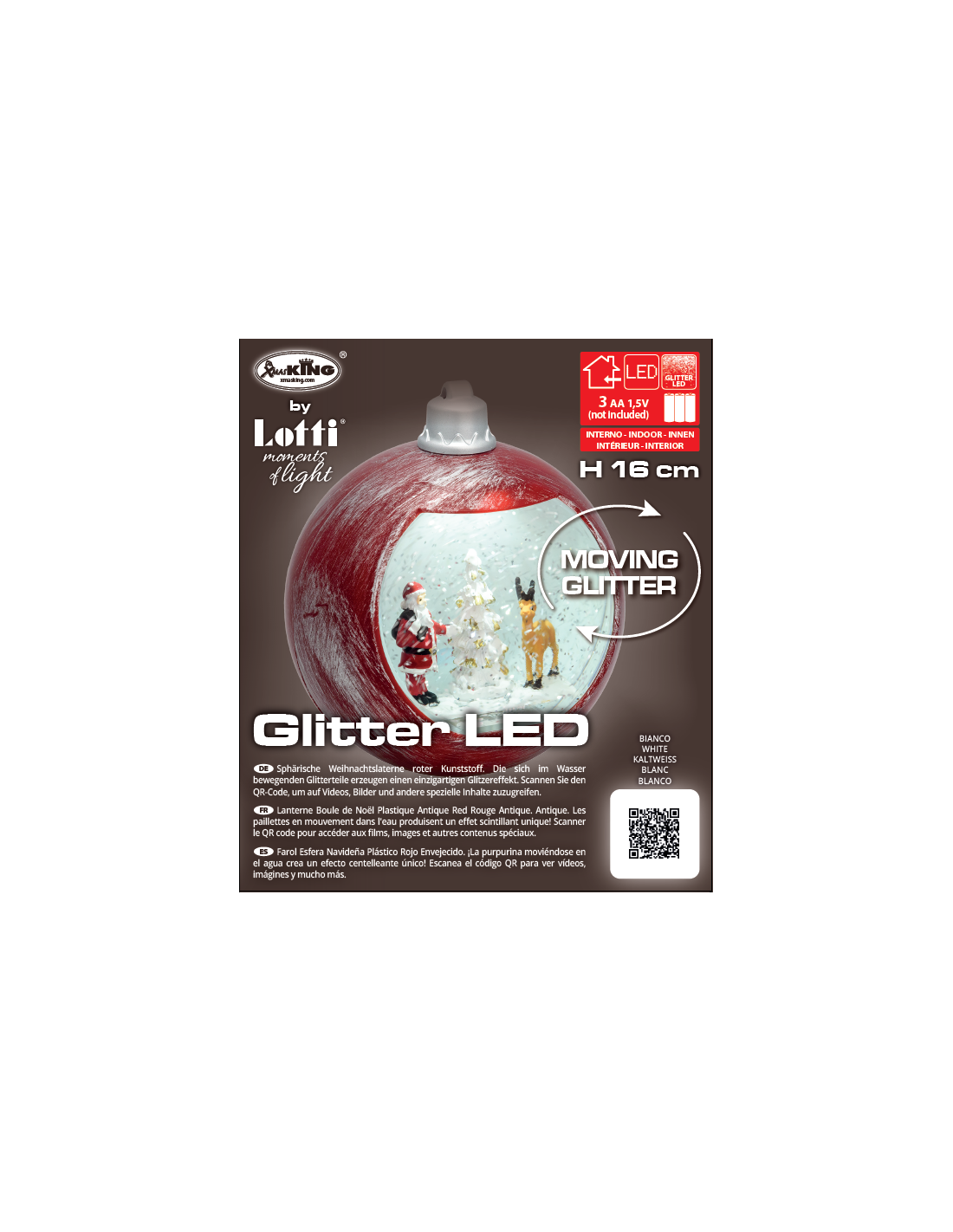 GIOSTRINE E VILLAGGI: vendita online Sfera Natalizia con Glitter LED H16cm - Decorazione Luminosa in Rosso Antico in offerta