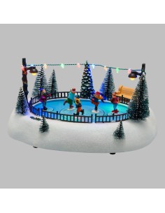 GIOSTRINE E VILLAGGI: vendita online Lago Ghiacciato con Pattinatori Rotanti - Musica e Giochi di Luce LED H13cm in offerta 2
