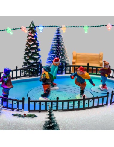 GIOSTRINE E VILLAGGI: vendita online Lago Ghiacciato con Pattinatori Rotanti - Musica e Giochi di Luce LED H13cm in offerta