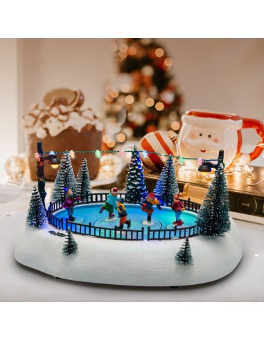 GIOSTRINE E VILLAGGI: vendita online Lago Ghiacciato con Pattinatori Rotanti - Musica e Giochi di Luce LED H13cm in offerta