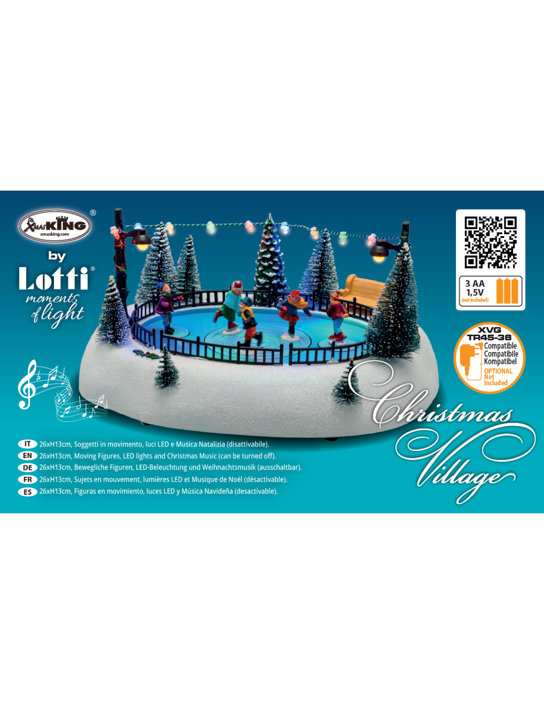 GIOSTRINE E VILLAGGI: vendita online Lago Ghiacciato con Pattinatori Rotanti - Musica e Giochi di Luce LED H13cm in offerta