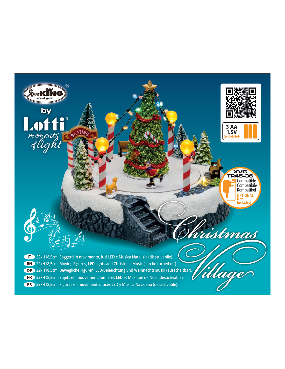 GIOSTRINE E VILLAGGI: vendita online Villaggio Paesaggio Innevato con Pattinatori e Albero di Natale - Musica e Giochi di Luc...