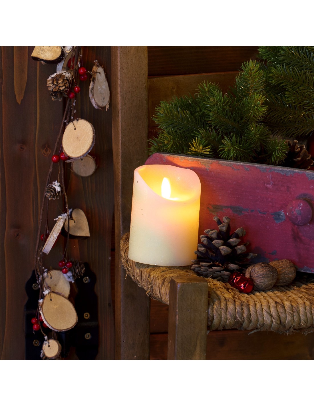 CANDELE E GIROCANDELE: vendita online Candela Avorio Moving Flame Ø7,5xH10cm con Fiamma in Movimento - Timer 6-18h in offerta