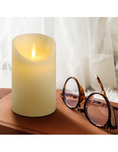 CANDELE E GIROCANDELE: vendita online Candela Avorio Moving Flame Ø7,5xH12,5cm con Fiamma Realistica e Timer 6-18h in offerta