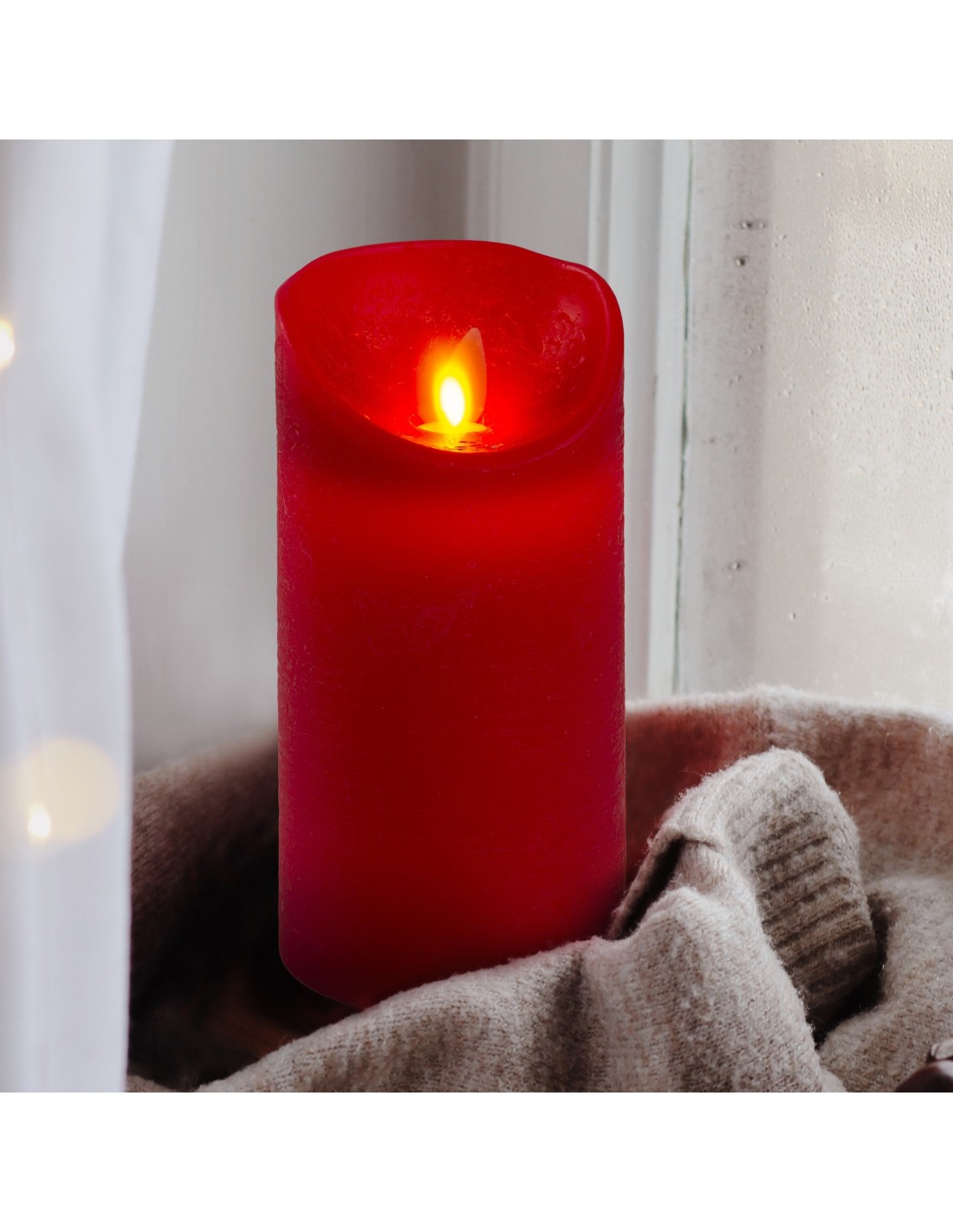 Candela Rossa Moving Flame Ø7,5xH10cm | Shopincasa.it