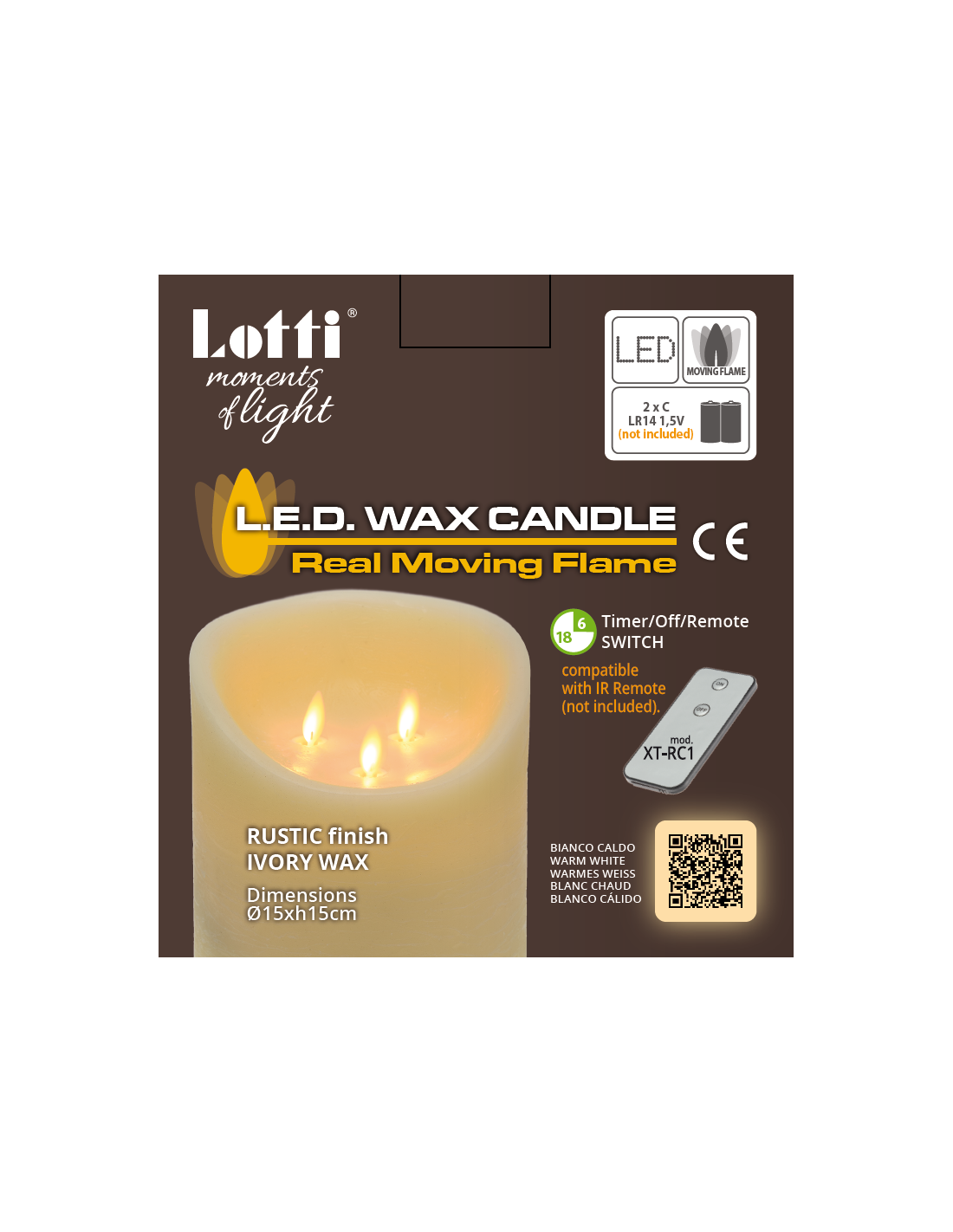 Candela Avorio Moving Flame Ø15xH15cm | Shopincasa.it