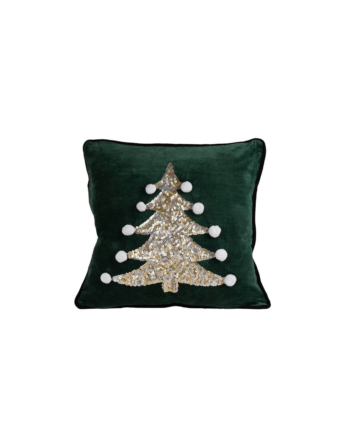 CUSCINO 139431 DEC ALBERO 45X45 VELLUTO VERDE