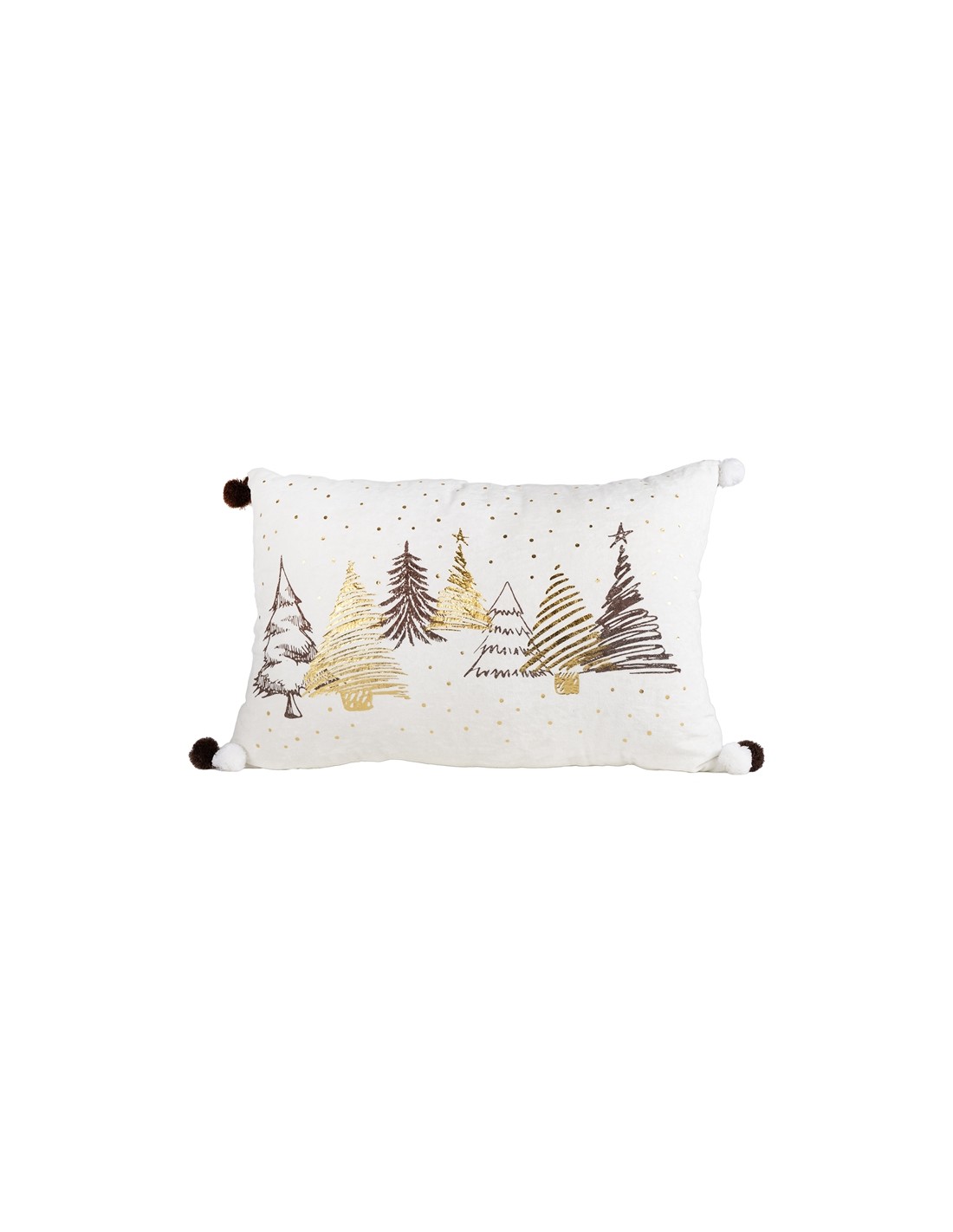 CUSCINO 139435 DEC ALBERI 40X60 VELLUTO AVORIO CON POM-POM