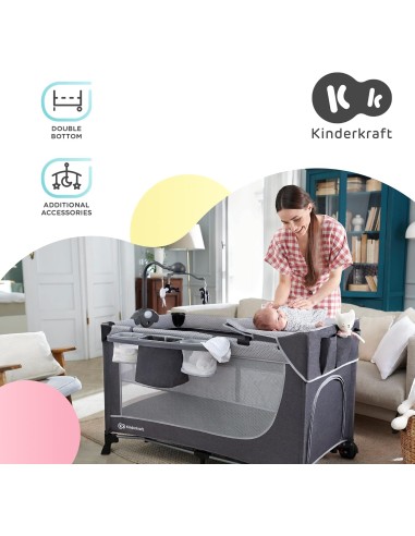 PRIMA INFANZIA: vendita online Kinderkraft LEODY Culla da Viaggio Campeggio per Neonati 120x60 cm con Giostrina e Funzione Do...
