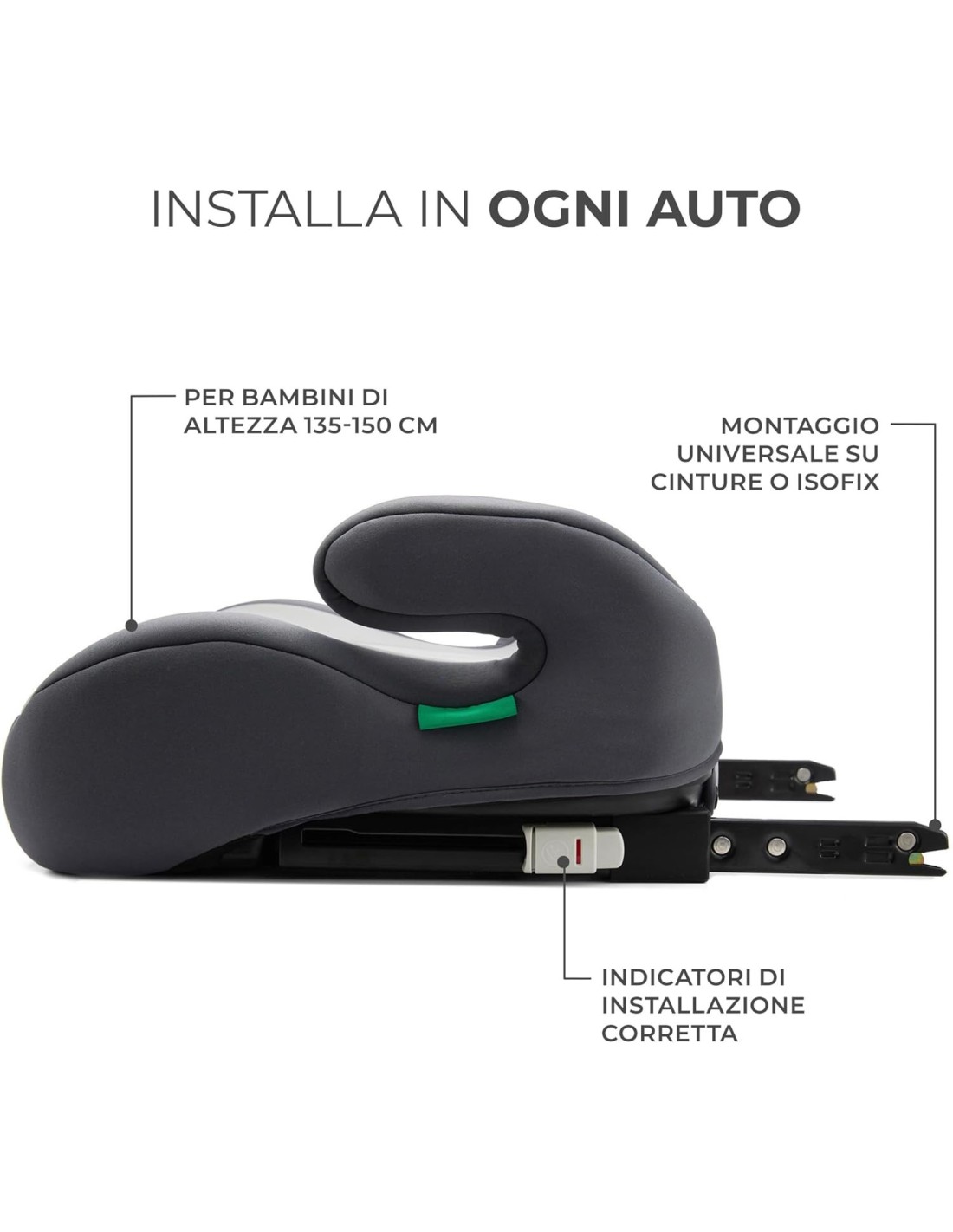 Kinderkraft I-BOOST Rialzo per Auto I-Size con ISOFIX 135-150 cm | ShopInCasa