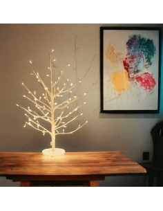 LUCI DI NATALE: vendita online Albero Ramo Tiglio Bianco 45cm con 108 MicroLED FlashLED, Base in Metallo, Rami Modellabili, I...