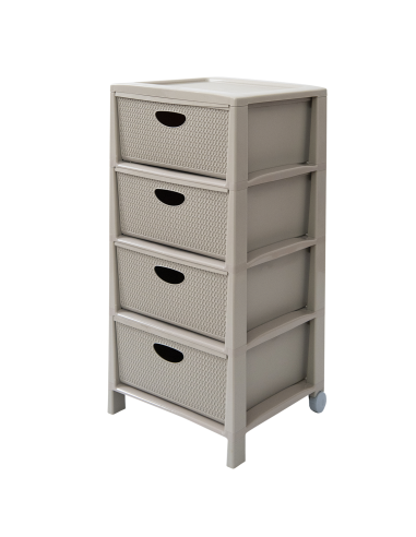 CASSETTIERE: vendita online Cassettiera, Belli e Forti, 39,5x38x82 cm, 4 cassetti intreccio, bianco e tortora, cassettiera po...