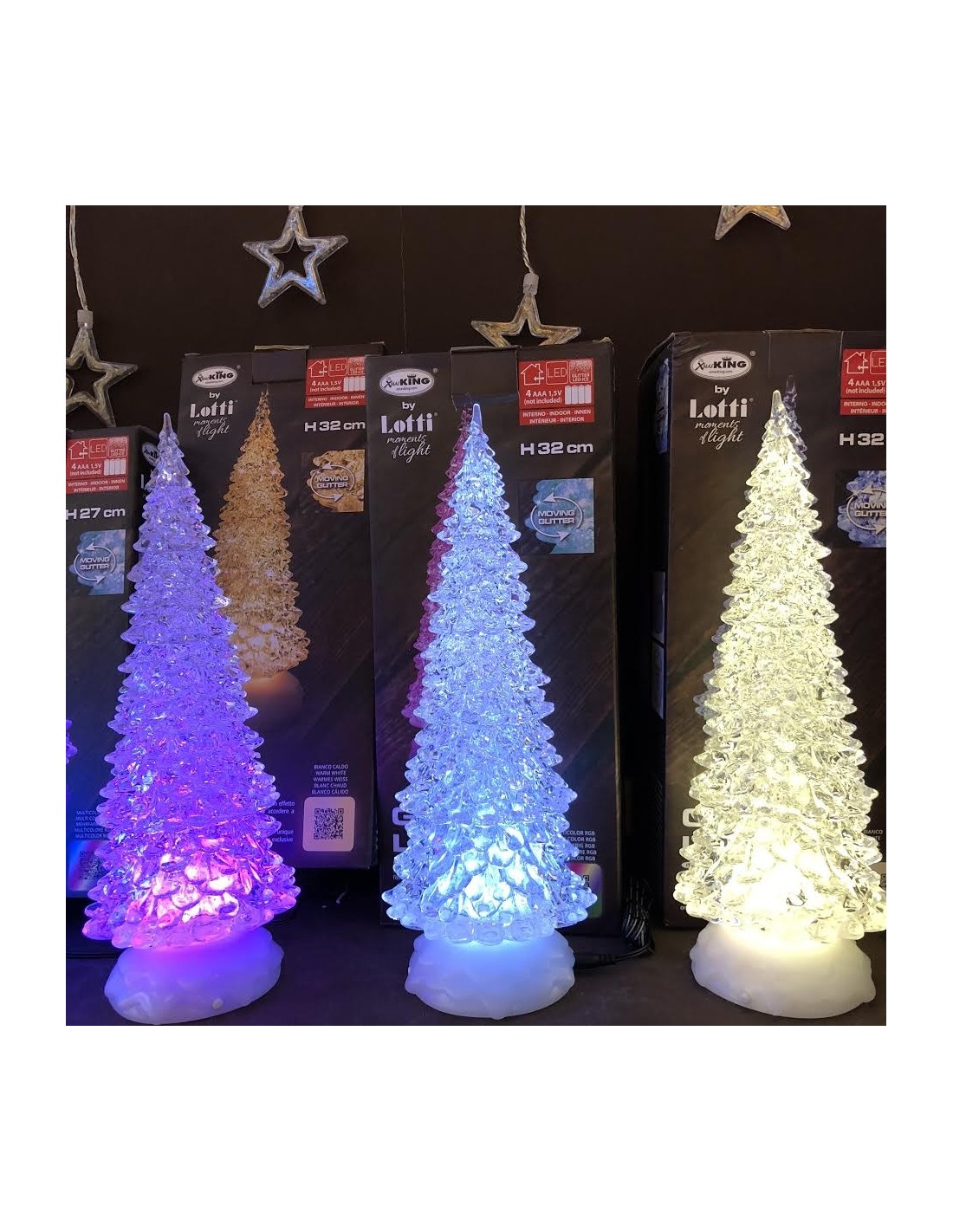 LUCI DI NATALE: vendita online Albero Acrilico Glitter LED Ice 32cm, Effetto Ghiaccio Scintillante con RGB in offerta