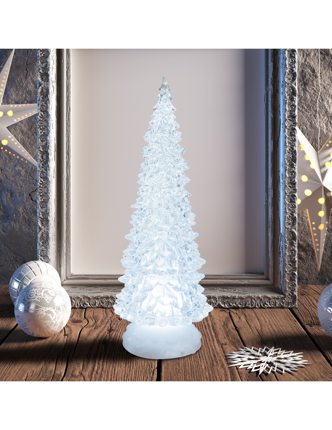 LUCI DI NATALE: vendita online Albero Acrilico Glitter LED Ice 32cm, Effetto Ghiaccio Scintillante con RGB in offerta