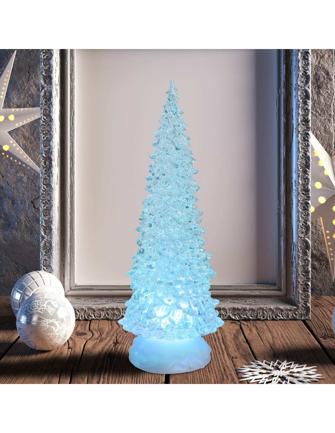LUCI DI NATALE: vendita online Albero Acrilico Glitter LED Ice 32cm, Effetto Ghiaccio Scintillante con RGB in offerta