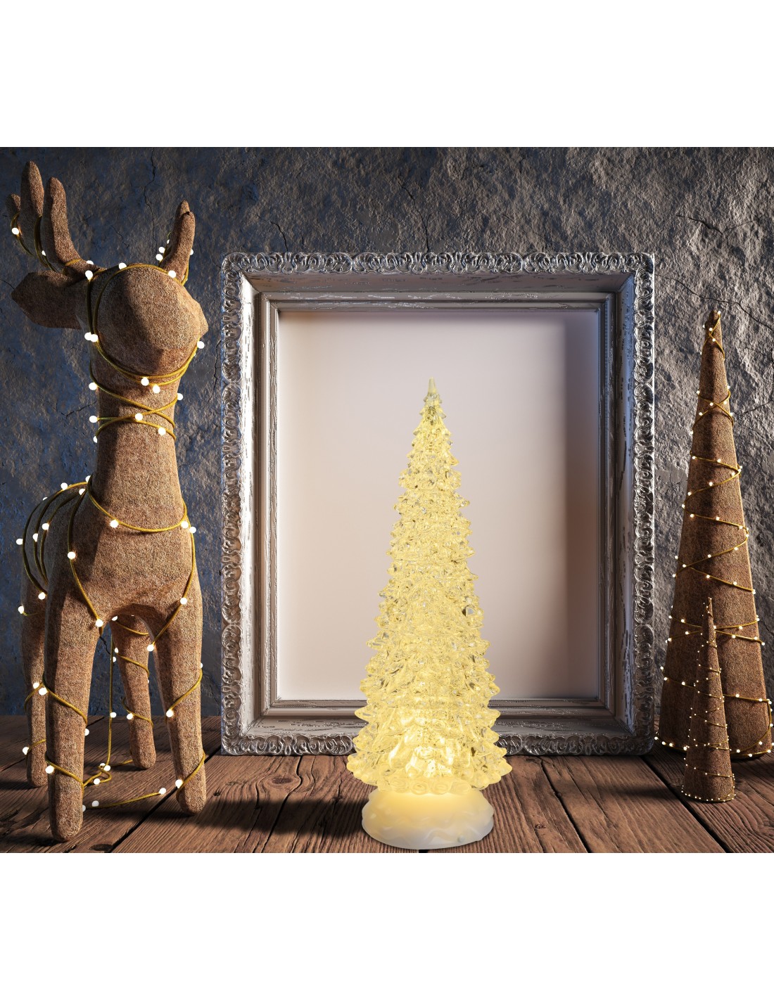 LUCI DI NATALE: vendita online Albero Acrilico Glitter LED Ice 32cm, Effetto Ghiaccio Scintillante con RGB in offerta