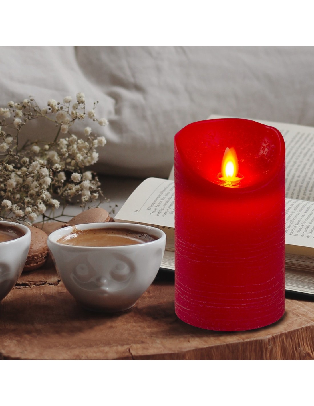 Candela Rossa RT-R Moving Flame 12,5cm con Timer e Fiamma Realistica | shop in casa